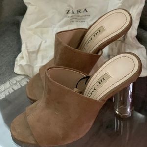 Zara mules with clear heel